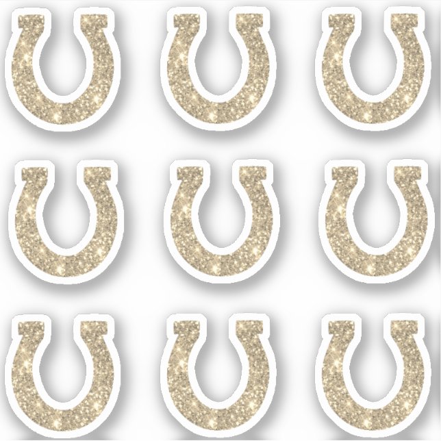 Niedlich Girly Glam Gold Glitzer Horseshoe Set Aufkleber (Vorderseite)
