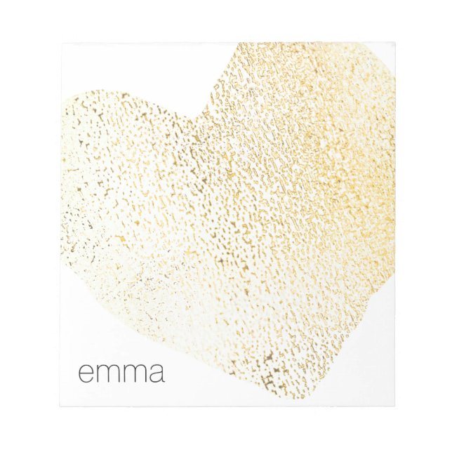 Niedlich Girly Gold Herzname Personalisierter Name Notizblock (Vorderseite)