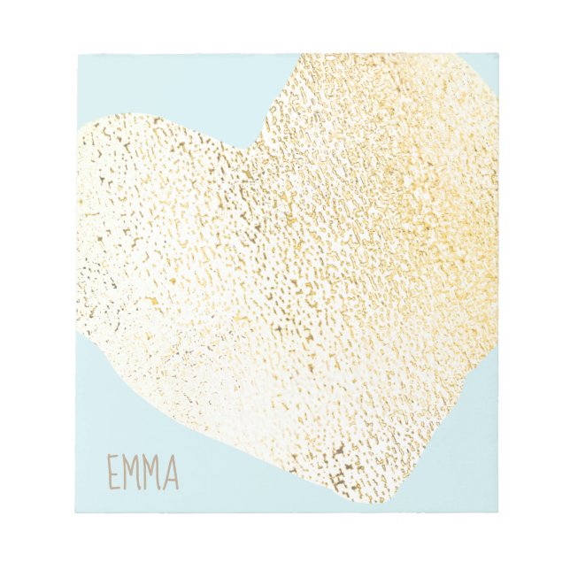 Niedlich Girly Gold Herzname Personalisierter Name Notizblock (Vorderseite)