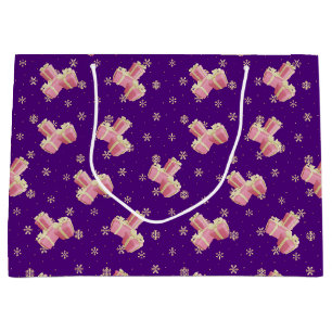 Niedlich Girly Gold Lila Pink Weihnachtsgeschenke Große Geschenktüte