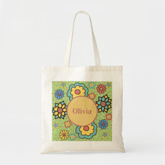 Niedlich Girly Green Yellow Blue Boho Blume Tragetasche