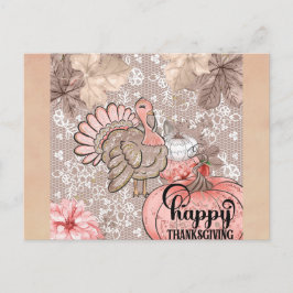 Niedlich Girly Happy Thanksgiving Türkei Postkarte