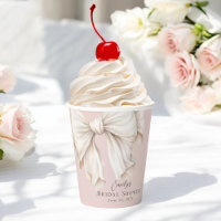 Niedlich Girly Ivory White Bow auf rosa Brautparty