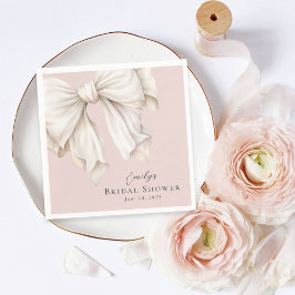 Niedlich Girly Ivory White Bow auf rosa Brautparty Serviette