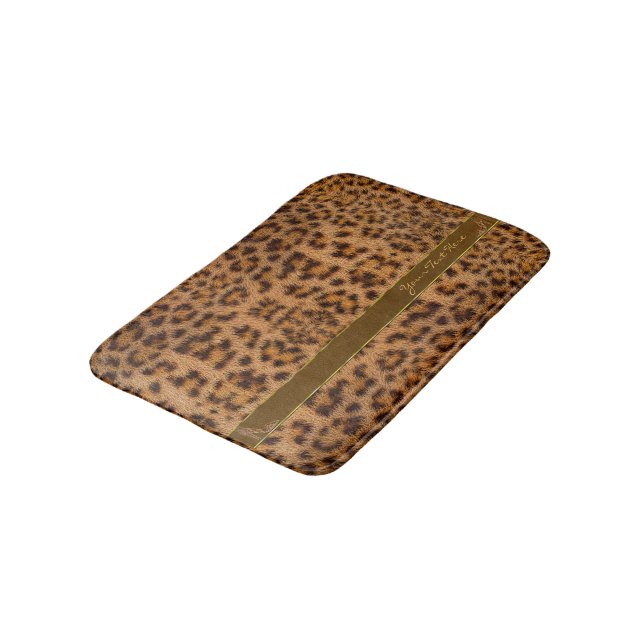 Niedlich Girly Jaguar Muster Animal Print & Stilet Badematte (Schrägansicht)