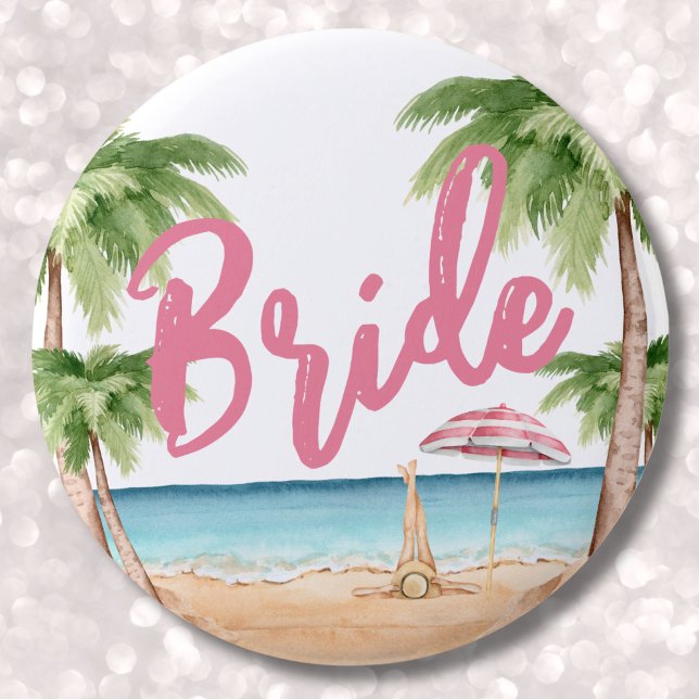 Niedlich Girly Junggeselinnen-Abschied Bride Button (Cute Beach Bachelorette Party Bride button)