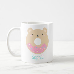 Niedlich Girly Kawaii Bear Donut Name Tasse