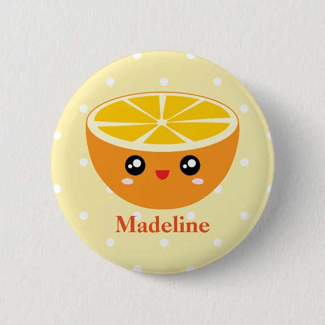 Niedlich Girly Kawaii Happy Sweet Orange Individue Button (Vorderseite)