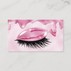 Niedlich Girly Lashes Pink Glitzer Tropfen Visitenkarte