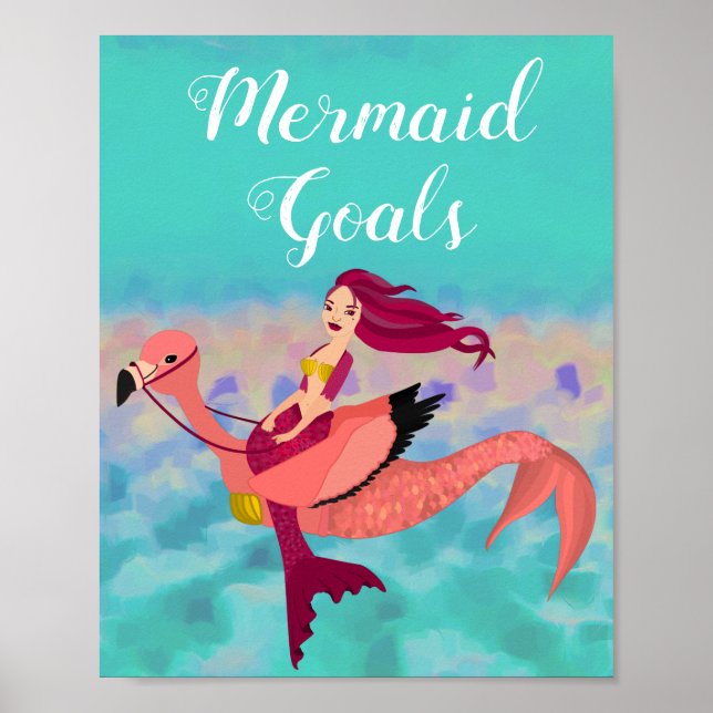 Niedlich Girly Lila Mermaid & Pink Mermingo Poster (Vorne)