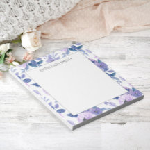 Niedlich Girly Lila Watercolor Blume Blätter