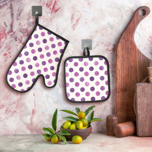 Niedlich Girly Modern Elegant Polka Dots White Lil Ofenhandschuh & Topflappen-Set