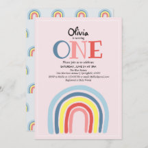 Niedlich Girly Modern Rainbow und Name 1. Geburtst