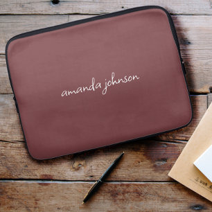 Niedlich Girly Modern Red Monogram Cursive Full Na Laptopschutzhülle
