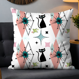 Niedlich Girly Modern Stars & Cat White Kissen