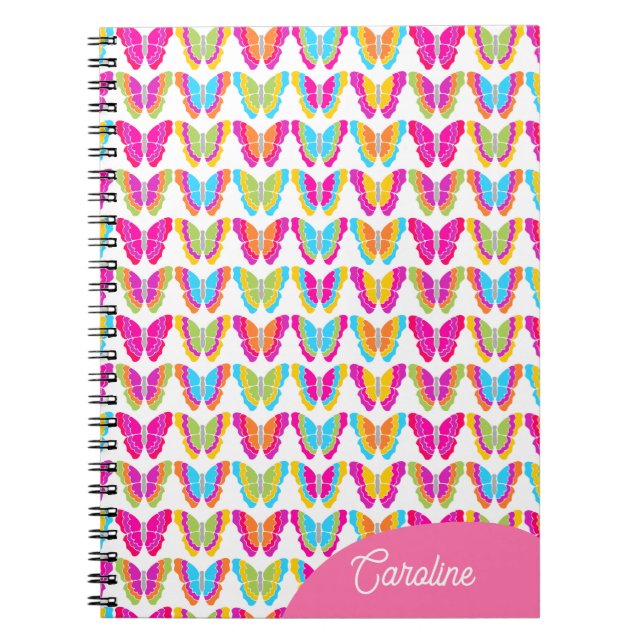 Niedlich Girly Multicolor Rainbow Butterfells Name Notizblock (Vorderseite)