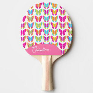 Niedlich Girly Multicolor Rainbow Butterfells Name Tischtennis Schläger