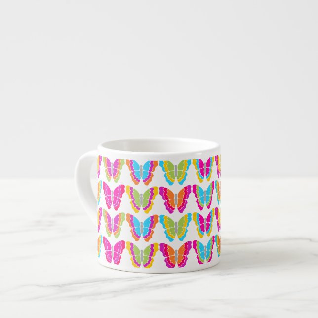 Niedlich Girly Multicolor Rainbow Butterfly Muster Espressotasse (Vorderseite Links)