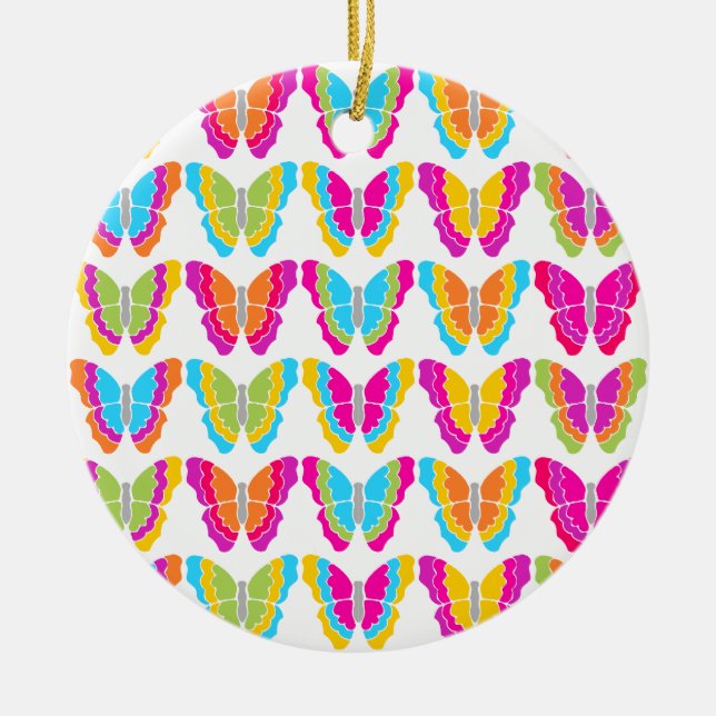 Niedlich Girly Multicolor Rainbow Butterfly Muster Keramikornament (Vorne)
