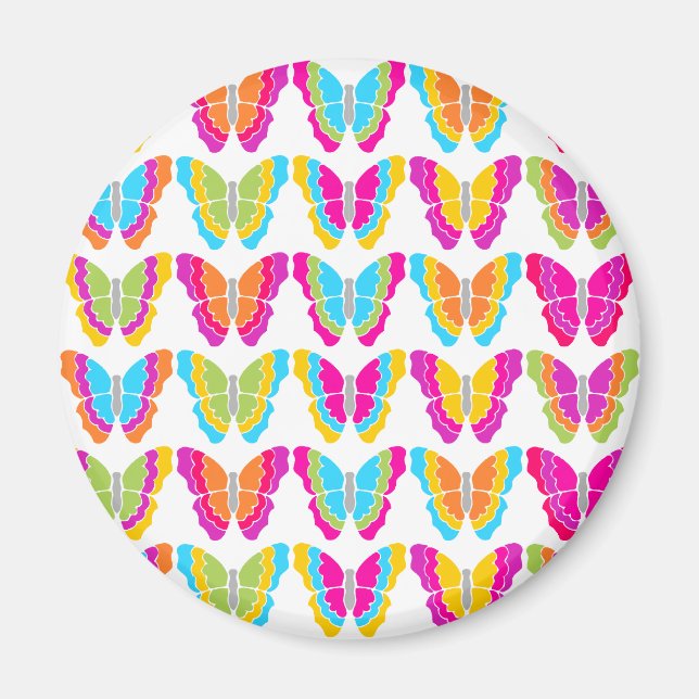 Niedlich Girly Multicolor Rainbow Butterfly Muster Magnet (Vorne)