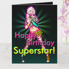 Niedlich Girly Neon Teen Superstar Geburtstag Karte