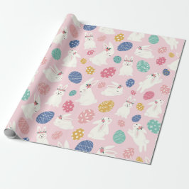 Niedlich Girly Oaster Bunny Moderne rosa Blumeneie Geschenkpapier