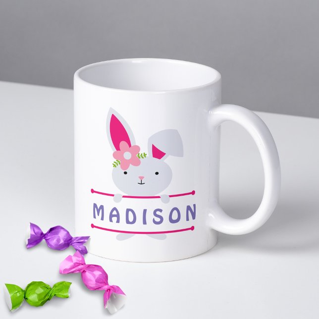 Niedlich Girly Oaster Bunny Personalisierter Name Kaffeetasse (Von Creator hochgeladen)