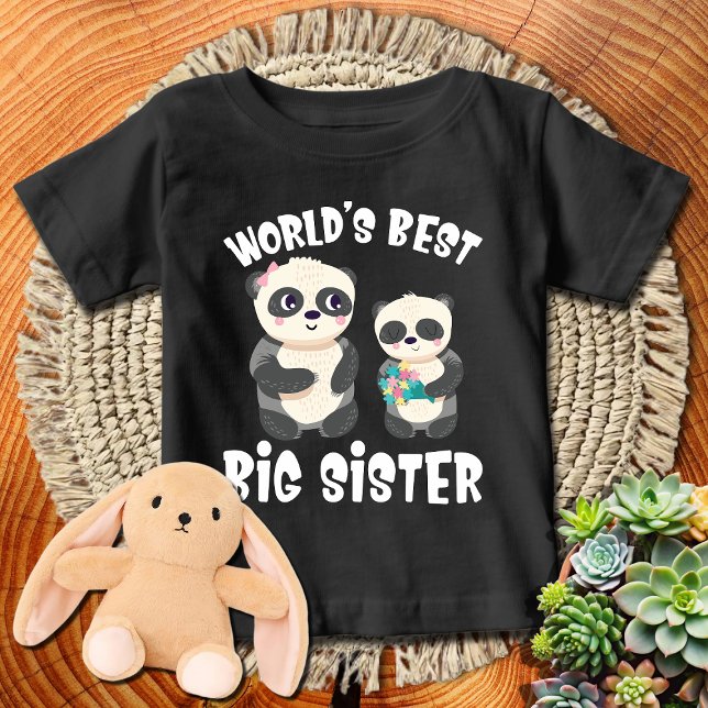 Niedlich Girly Pandas World's Best Big Sister | WH Baby T-shirt (Von Creator hochgeladen)