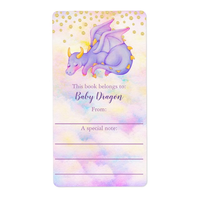 Niedlich Girly Pastel Lila Dragon Buchzeichen (Vorne)