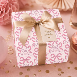 Niedlich Girly Pink Ästhetik Bow Geschenkpapier