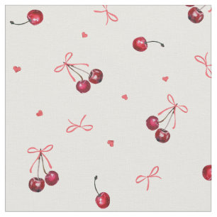 Niedlich Girly Pink Bows Cherries Herz Stoff
