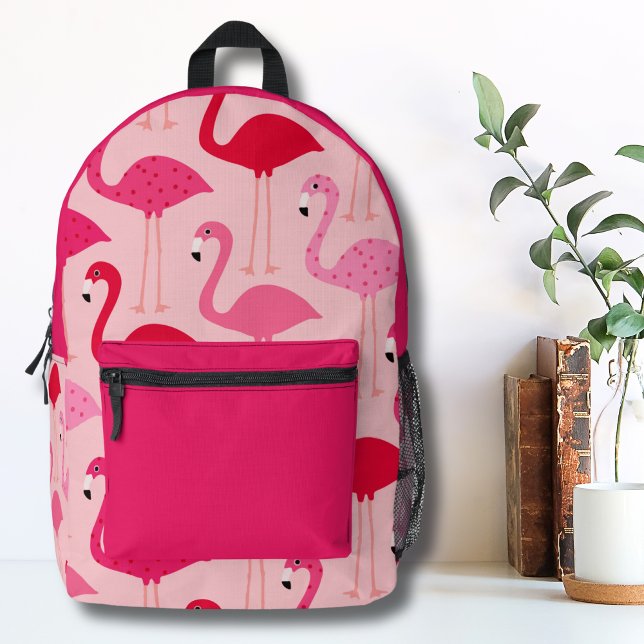 Niedlich Girly Pink Flamingo Muster Bedruckter Rucksack (Cute Girly Modern Summer Pink Flamingo Pattern Printed Backpack )