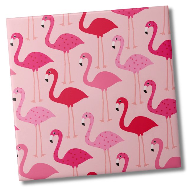 Niedlich Girly Pink Flamingo Muster Fliese (Cute Girly Modern Summer Pink Flamingo Pattern Ceramic Tile)