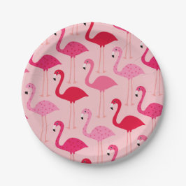 Niedlich Girly Pink Flamingo Muster Pappteller