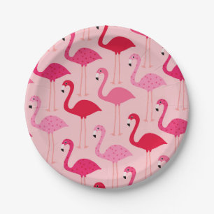 Niedlich Girly Pink Flamingo Muster Pappteller