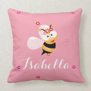 Niedlich Girly Pink Flower Girl Baby Bee Cartoon Kissen