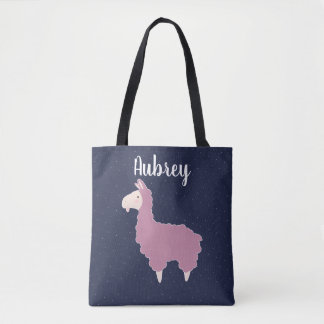 Niedlich Girly Pink Fluffy Llama & Name