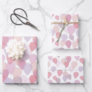 Niedlich Girly Pink Geburtstagsparty Balloons Geschenkpapier Set