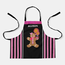 Niedlich Girly Pink Gingerbread Girl Personalisier Schürze