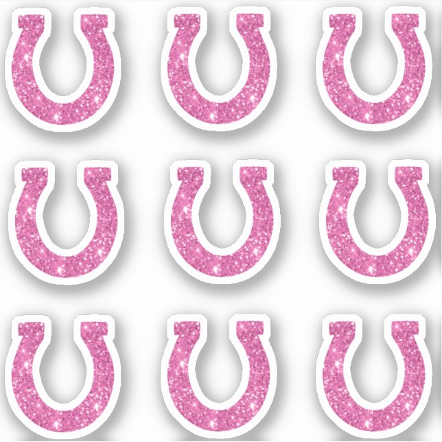 Niedlich Girly Pink Glitzer Horseshoe Set Aufkleber (Vorderseite)