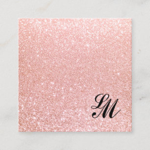 Niedlich Girly Pink Glitzer Monogram Beauty Quadratische Visitenkarte