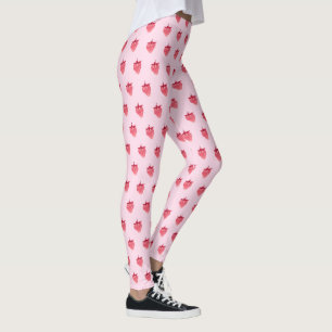 Niedlich Girly Pink Glitzer Strawberry Leggings