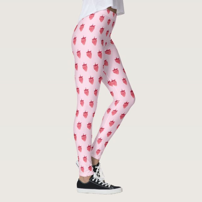 Niedlich Girly Pink Glitzer Strawberry Leggings (Rechts)