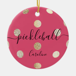 Niedlich Girly Pink Gold Pickleball Keramik Ornament