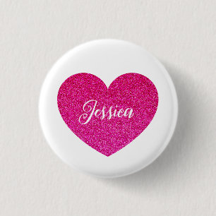 Niedlich Girly Pink Herzname Personalisiert Button