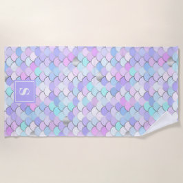 Niedlich Girly Pink Lila Meerjungenskala Mit Monog Strandtuch