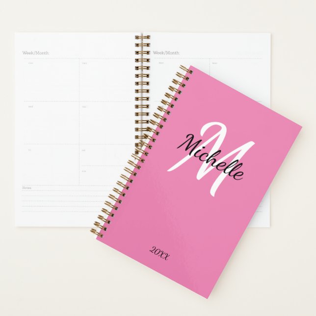 Niedlich Girly Pink Mit Monogramm Name + Initialna Planer (Anzeige)