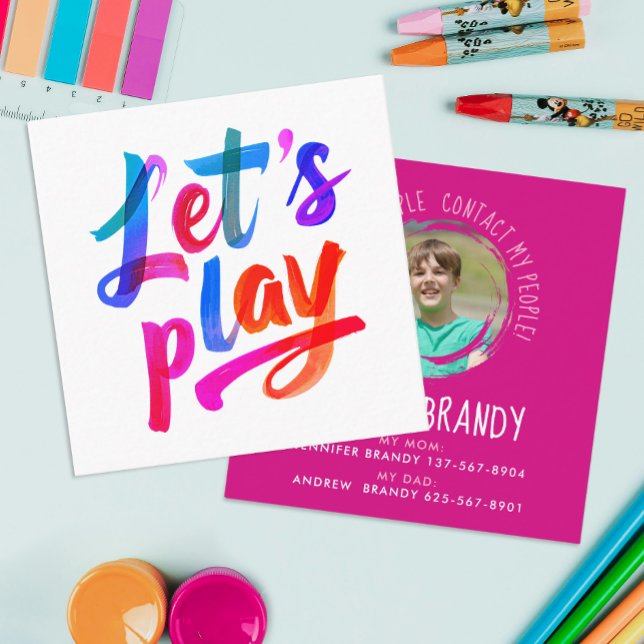 Niedlich Girly Pink Mommy ruft Paint Script Foto a Quadratische Visitenkarte (Von Creator hochgeladen)