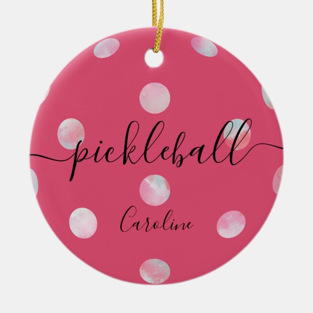 Niedlich Girly Pink Pickleball Keramik Ornament (Vorne)