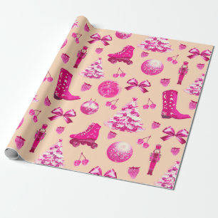 Niedlich Girly Preppy Pink Weihnachten Geschenkpapier